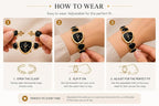 Royale Heart Bracelet Watch Black Crystal Gold-Tone Luxury Fashion Watch for Women