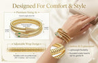 ORRAH LUXE Women’s Adjustable Gold Snake Bangle Bracelet with Crystal & Green Eye Detail