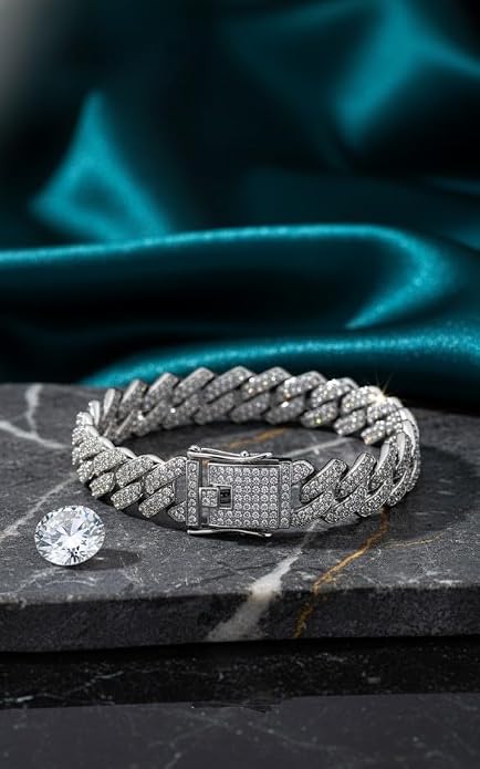 Royal Ice Cuban Bracelet Premium Silver-Tone Crystal Tennis Chain Bracelet for Men