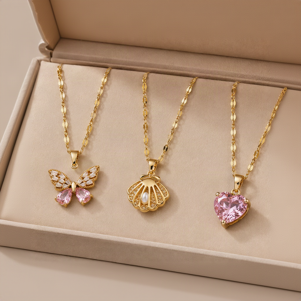 The Pink Trio - Set of 3 Necklaces