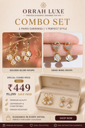 Trendy Gold-Tone Pearl Earrings Set – 2 Pair Combo for Women & Girls
