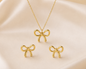 ORRAH LUXE Elegant Bow Necklace & Matching Stud Earrings