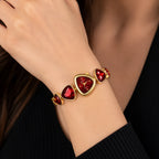 Ruby Royale Heart Watch Stylish Red Stone Bracelet Luxury Watch