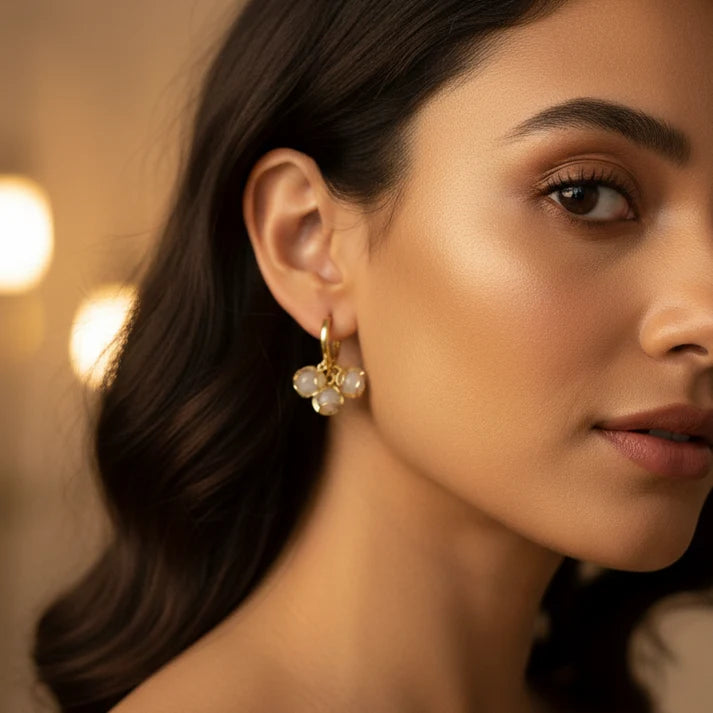 Trendy Gold-Tone Pearl Earrings Set – 2 Pair Combo for Women & Girls
