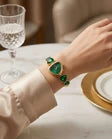 Emerald Royale Heart Watch | Green Crystal Bracelet Fashion Watch with Gold-Tone Finish