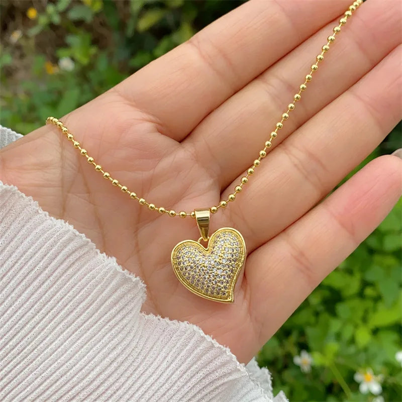 ORRAH LUXE Gold Heart Pendant Necklace for Women