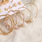 9-Pair Gold-Plated Pearl Earrings Combo Set for Women(Trendy Hoops, Studs & Statement Collection)