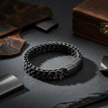 Black Double-Layer Curb Chain Bracelet for Men Premium Stainless Steel Statement Bracelet