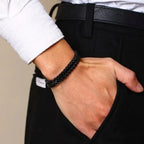 Black Double-Layer Curb Chain Bracelet for Men Premium Stainless Steel Statement Bracelet