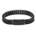 Black Double-Layer Curb Chain Bracelet for Men Premium Stainless Steel Statement Bracelet