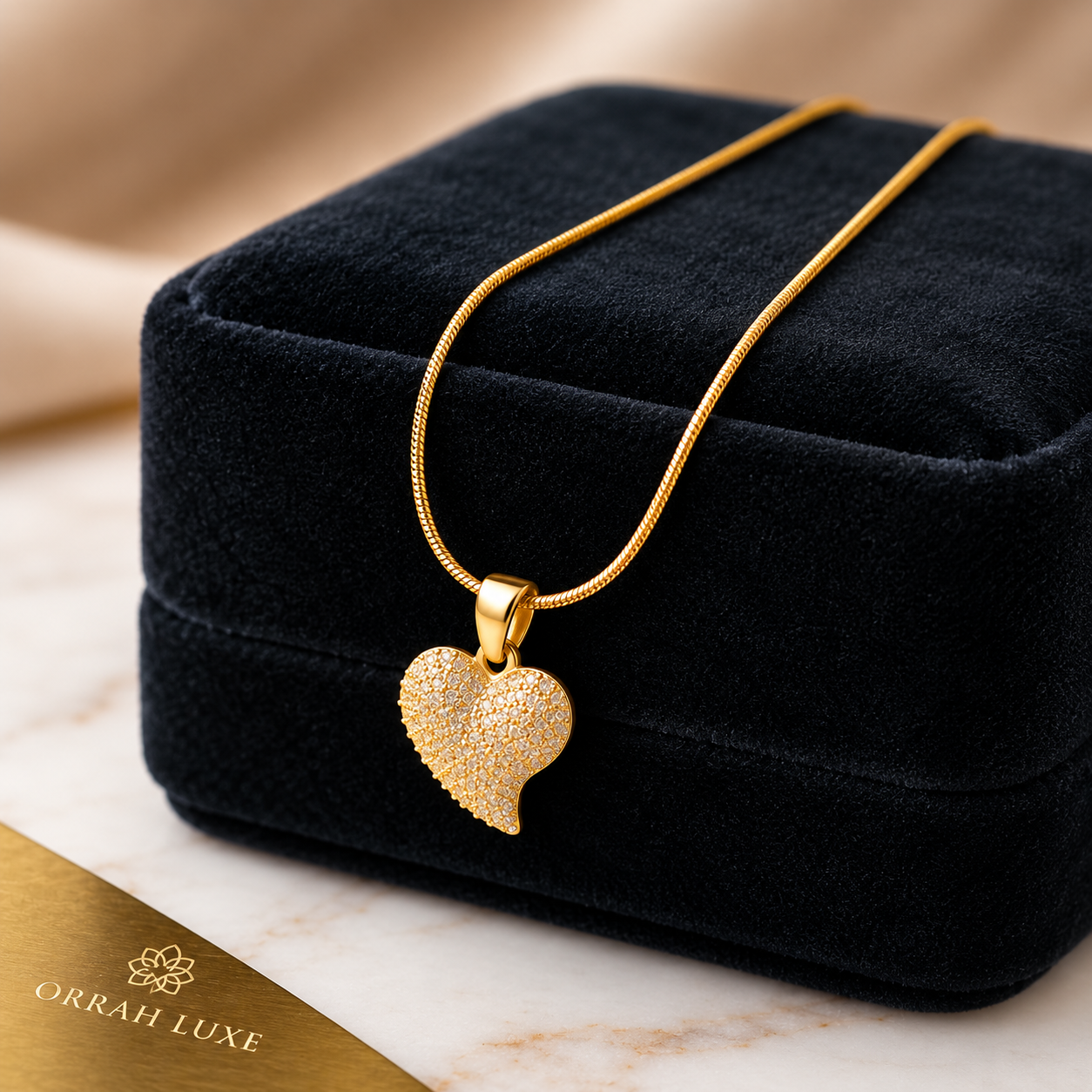 ORRAH LUXE Gold Heart Pendant Necklace for Women