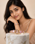 ORRAH LUXE Women’s Luxury Gold-Tone Bracelet Watch with Pink Crystal Heart Design