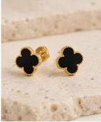 ORRAH LUXE Black Clover Necklace Set for Women-Elegant Gold-Tone Pendant Jewelry