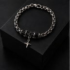 ORRAH LUXE Men’s Adjustable Black & Silver Chain Bracelet with Star Charm