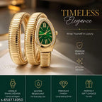 ORRAH LUXE Emerald Royale Green Dial Bracelet Watch | Gold-Tone Crystal-Studded Luxury Fashion Watch for Women