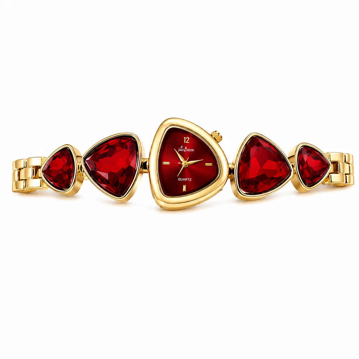 Ruby Royale Heart Watch Stylish Red Stone Bracelet Luxury Watch