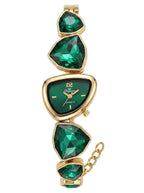 Emerald Royale Heart Watch | Green Crystal Bracelet Fashion Watch with Gold-Tone Finish