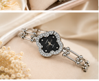 ORRAH LUXE Women’s Black Clover Quartz Watch with Crystal Bracelet